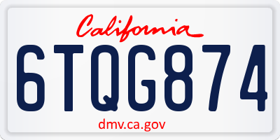 CA license plate 6TQG874