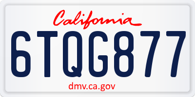 CA license plate 6TQG877