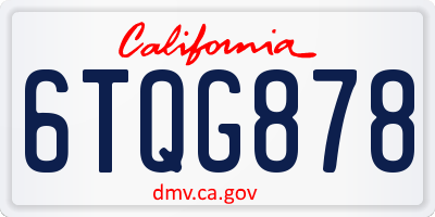 CA license plate 6TQG878
