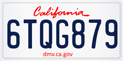 CA license plate 6TQG879