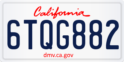 CA license plate 6TQG882