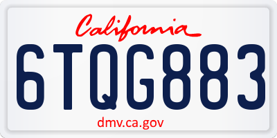 CA license plate 6TQG883
