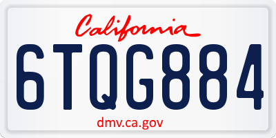 CA license plate 6TQG884