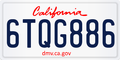 CA license plate 6TQG886
