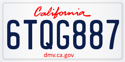 CA license plate 6TQG887