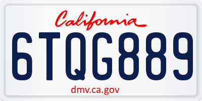 CA license plate 6TQG889