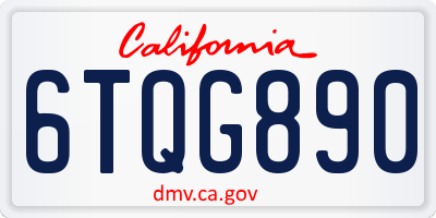 CA license plate 6TQG890