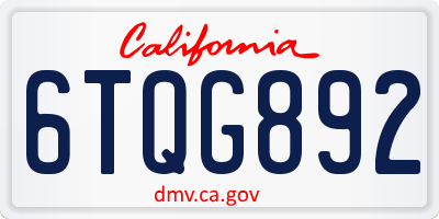 CA license plate 6TQG892