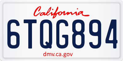 CA license plate 6TQG894