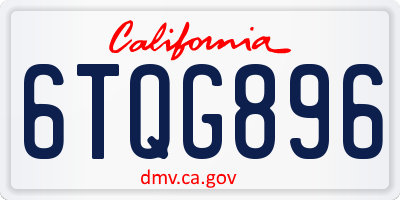 CA license plate 6TQG896