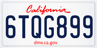 CA license plate 6TQG899