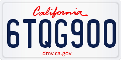 CA license plate 6TQG900