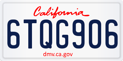 CA license plate 6TQG906