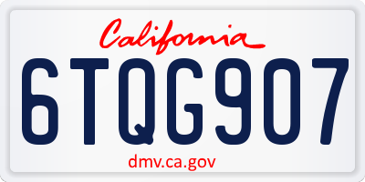 CA license plate 6TQG907