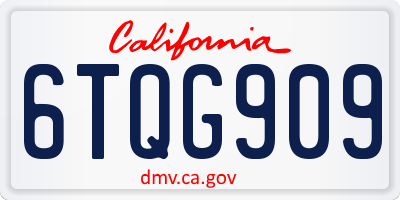 CA license plate 6TQG909