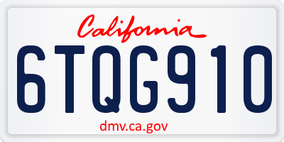 CA license plate 6TQG910