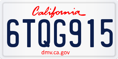 CA license plate 6TQG915