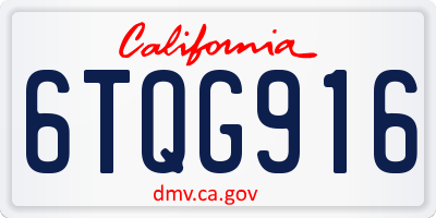 CA license plate 6TQG916