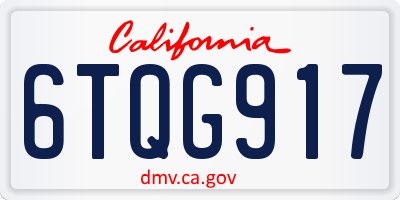 CA license plate 6TQG917