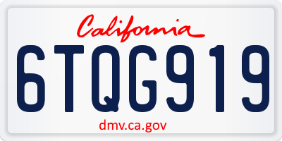 CA license plate 6TQG919