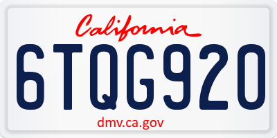 CA license plate 6TQG920