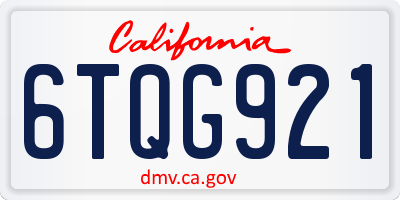 CA license plate 6TQG921