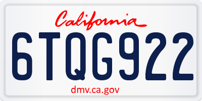 CA license plate 6TQG922