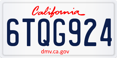 CA license plate 6TQG924