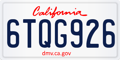 CA license plate 6TQG926