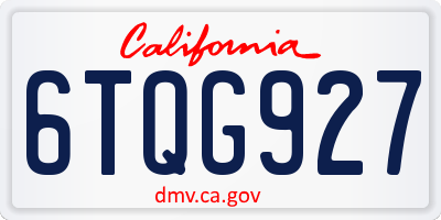 CA license plate 6TQG927