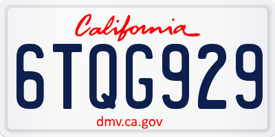 CA license plate 6TQG929