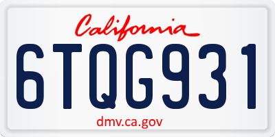 CA license plate 6TQG931