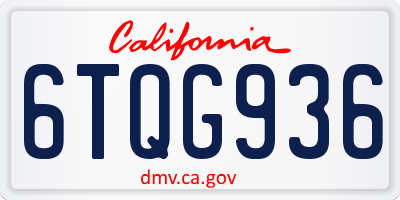 CA license plate 6TQG936