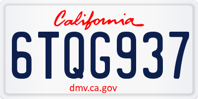 CA license plate 6TQG937