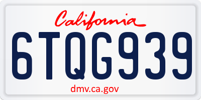CA license plate 6TQG939