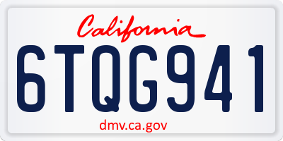 CA license plate 6TQG941