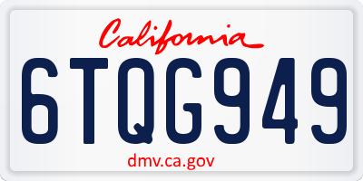 CA license plate 6TQG949