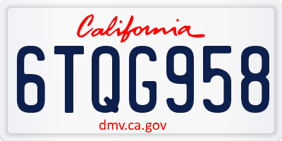 CA license plate 6TQG958