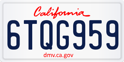 CA license plate 6TQG959