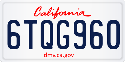 CA license plate 6TQG960