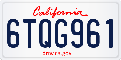 CA license plate 6TQG961