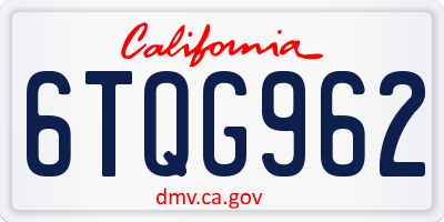 CA license plate 6TQG962