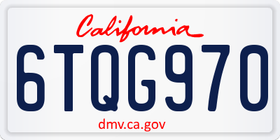 CA license plate 6TQG970