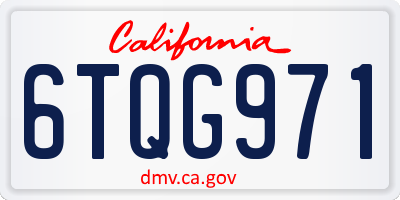 CA license plate 6TQG971