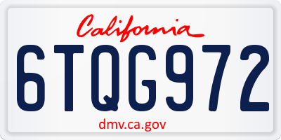 CA license plate 6TQG972