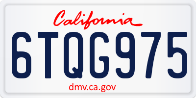 CA license plate 6TQG975