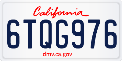 CA license plate 6TQG976