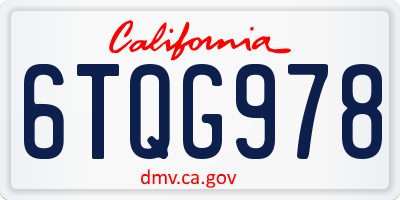 CA license plate 6TQG978