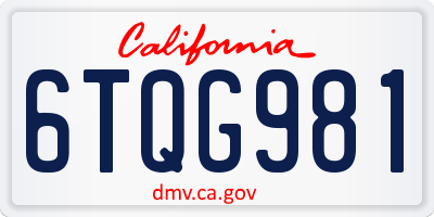 CA license plate 6TQG981