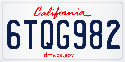 CA license plate 6TQG982